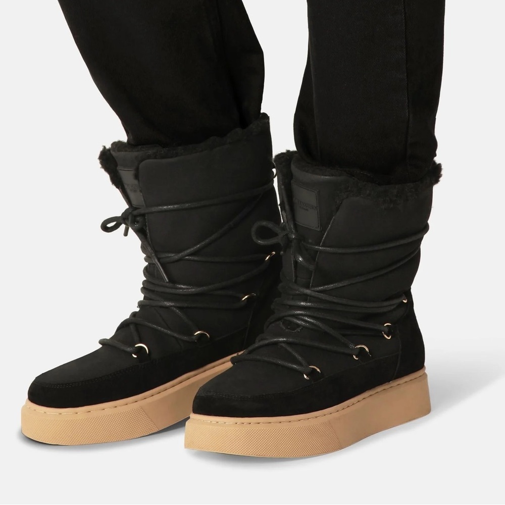 ILSE JACOBSEN (37) Warm Winter Low Boot Black Natural Suede Leather Warm NEW